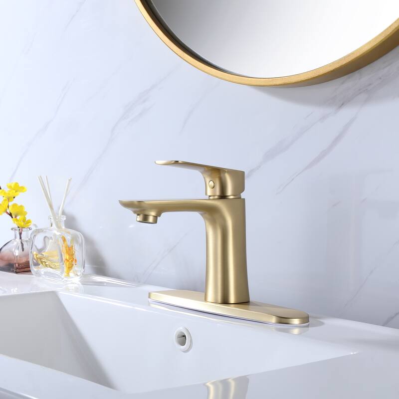 Single-Handle Bathroom Sink Faucets, Basin Mixer Taps, Deck-mounted Vessel Faucet with Hole Cover Plate