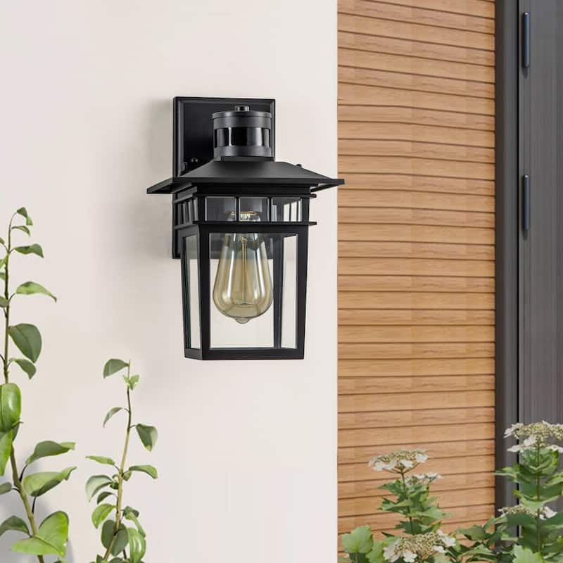 C Cattleya Matte Black Motion Sensor Dusk to Dawn Outdoor Wall Light Wall Sconce