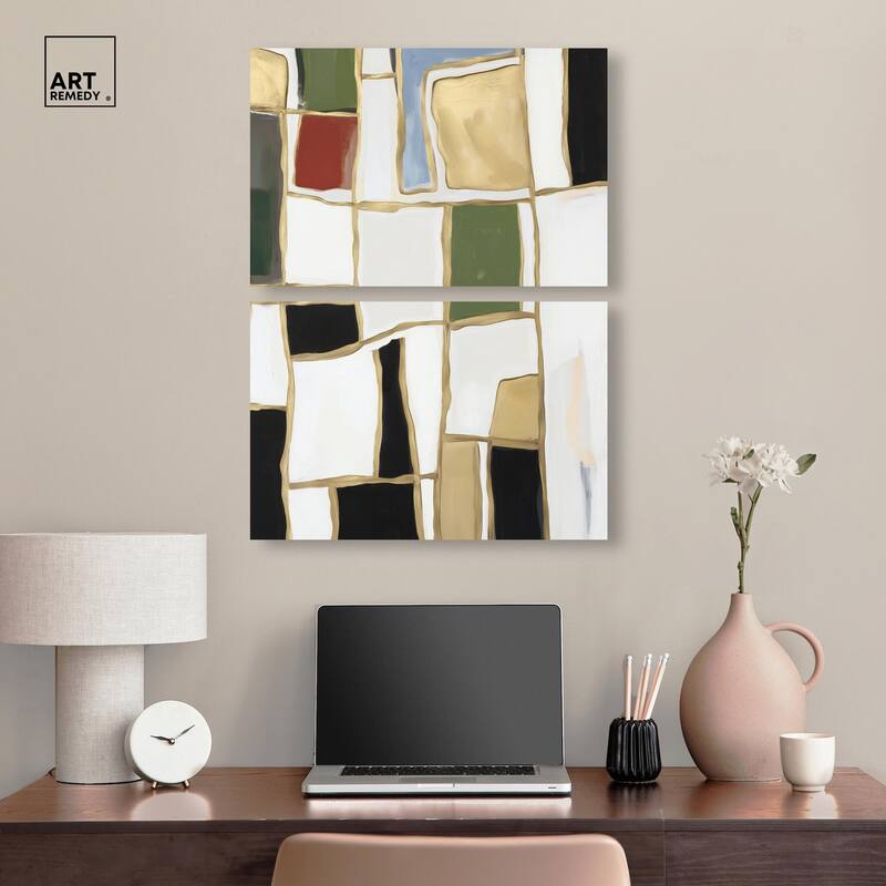 Kiss in Abstraction Canvas Set of 2 by Art Remedy, Gallery Wrapped