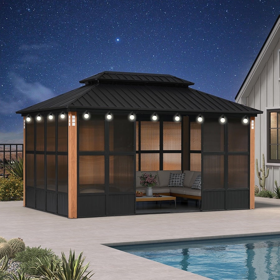 PURPLE LEAF Double Top Outdoor Sunroom All-Weather Screen House