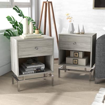 Camelia Contemporary 18-inch 1-Drawer Side Table by Furniture of America (Set of 2)