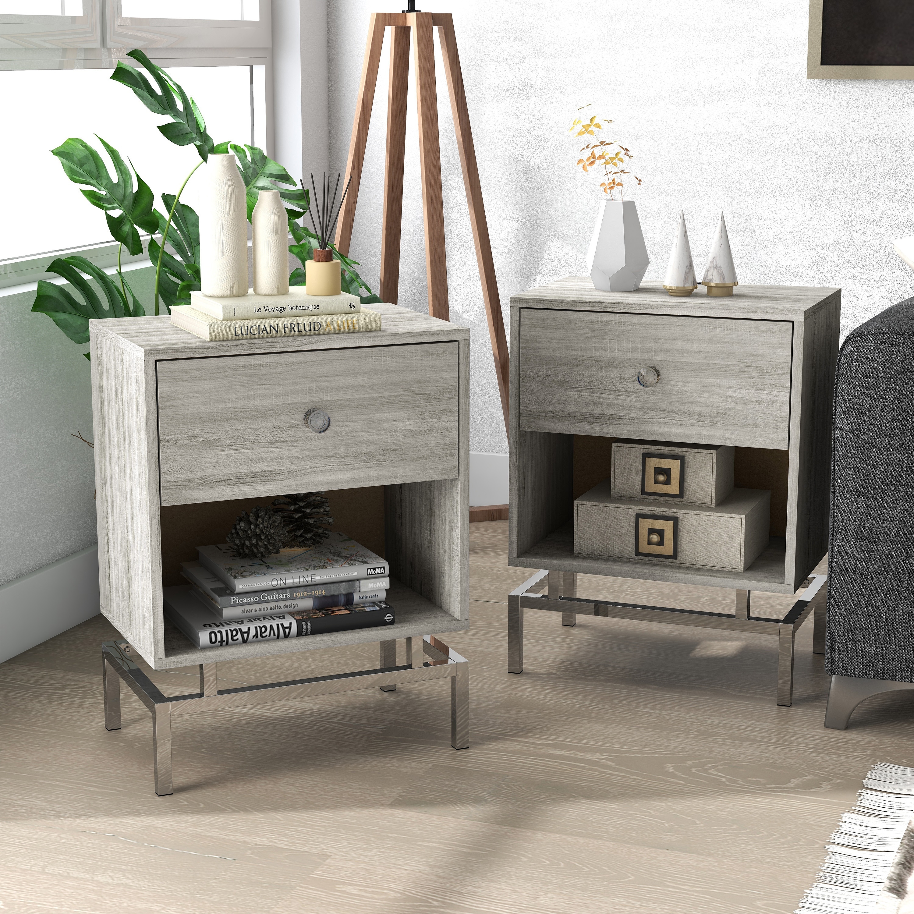 Furniture of America Camelia Contemporary 18-inch 1-Drawer Side Table (Set of 2)