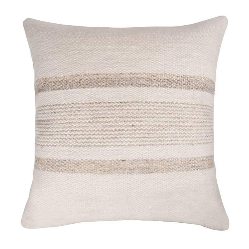 Sevita Farmhouse Striped Hand-Woven Indoor/Outdoor Throw Pillow - Natural/ White