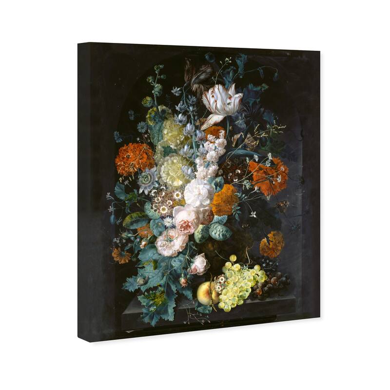 Wynwood Studio Canvas Floral and Botanical Margaretha Haverman - A Vase of Flowers Black and Traditional Wall Art Canvas Print