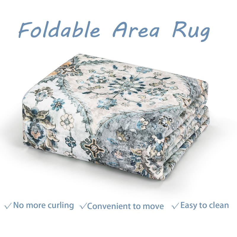 Rugs for Living Room Vintage Oriental Trellis Area Rug Soft Non Slip Low Pile Accent Rugs for Dining Room Office