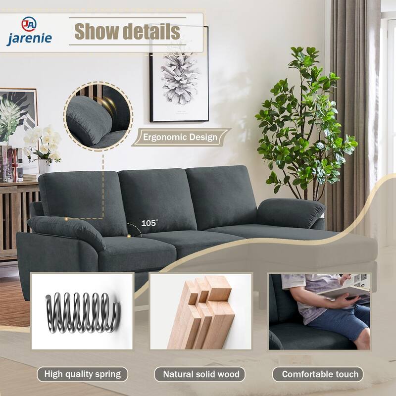 Modern Sectional Sofa Couch L Shaped with Removable Armrest, Convertible Couch with Reversible Ottoman for Living Room