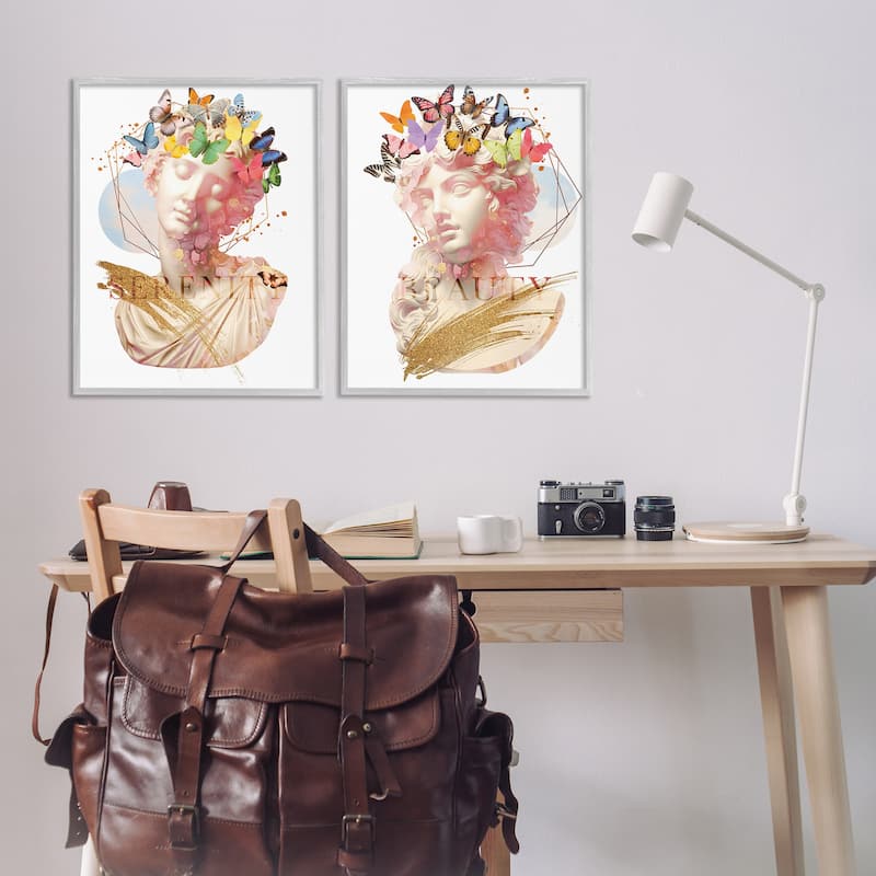 Stupell Serenity & Beauty Glam Collages Framed Giclee Art Design By Susan Arnot (Set of 2)