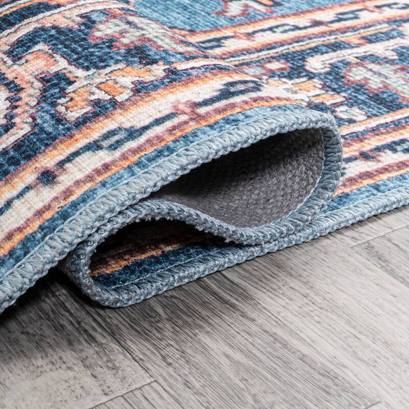 JONATHAN Y Victoria Ornate Large Medallion Machine Washable Area Rug