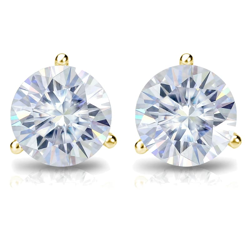 Auriya 4ctw Round Moissanite Stud Earrings 18k Gold Martini-set - 8.2 mm