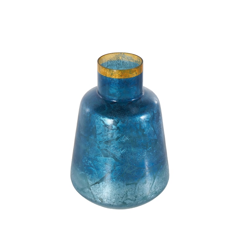 Glass Handmade Decorative Vase - Blue or Black - Roche River Decor