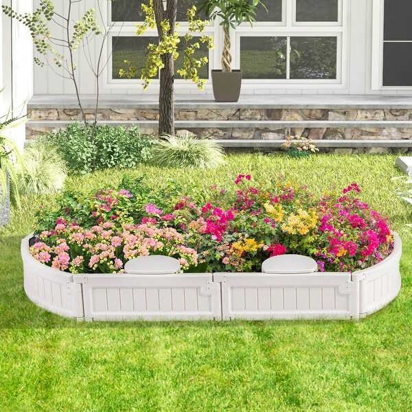 Costway 6F Wooden Sandbox with Built-in Corner Seat, Cover, Bottom