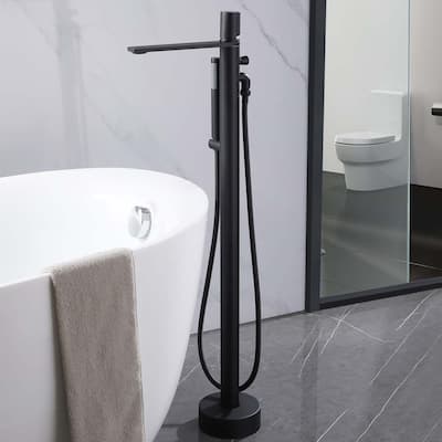 Rbrohant Freestanding Bathtub Faucet with Hand Shower Floor Mount Tub Filler
