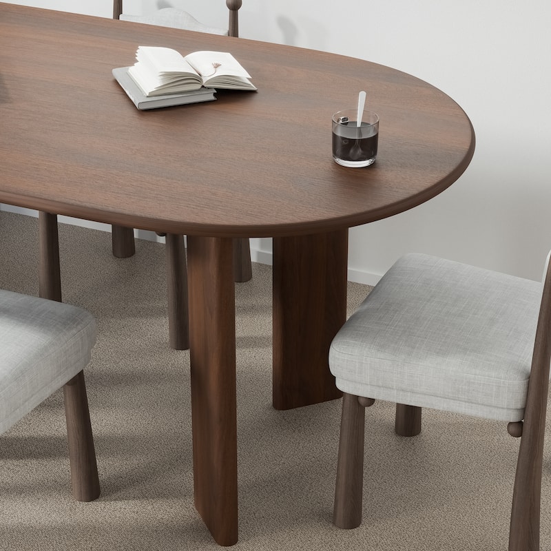 Solid Wood Farmhouse Dining Table Oval Wood Top for Modern Dining Rooms & Family Gatherings