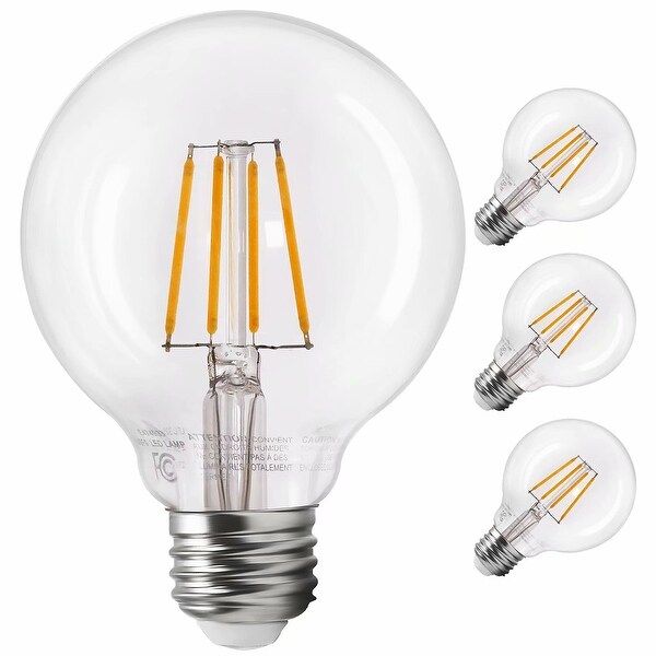 LED G25 Dimmable Filament Light Bulb, Globe Edison Vintage Style, 2700K Soft White, Pack of 3 - Soft White. Opens flyout.