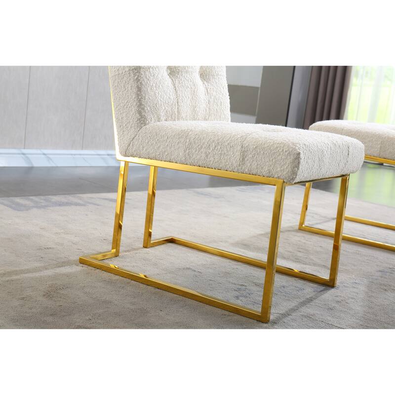 Modern Linen 2 Piece Kitchen Dining Chair Set with Upholstered, Stainless Steel Legs for Dining Room Kitchen Living Room Bedroom