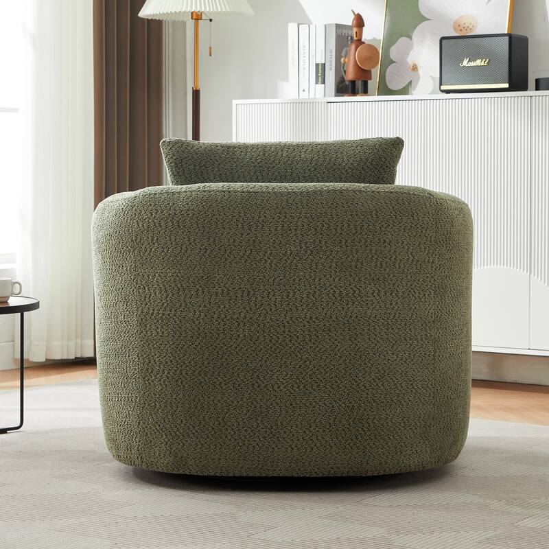 Swivel Chair with Throw Pillow & Spring Seat