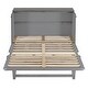 preview thumbnail 19 of 18, Queen Murphy Platform Bed Storage Cabinet with Storage Drawer and Charging Station, Wooden Foldable Murphy Chest Bed, Gray