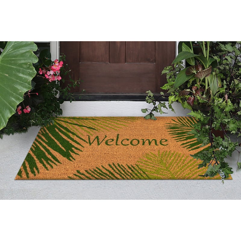 Liora Manne Natura Palm Border Outdoor Mat Green 18"X30" - 24" x 36" - Green