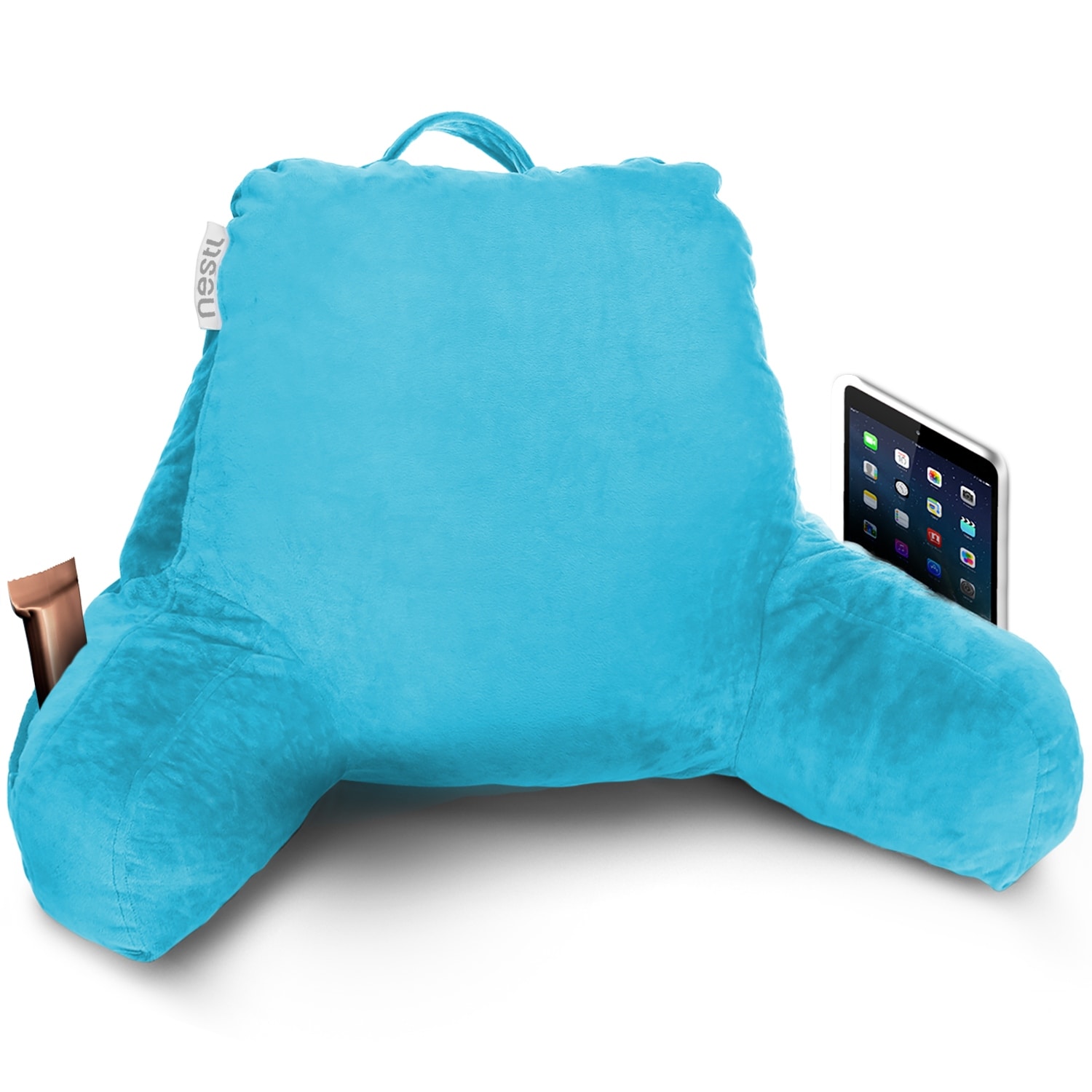 Nestl Memory Foam Reading Pillow with Backrest Arms and Pockets