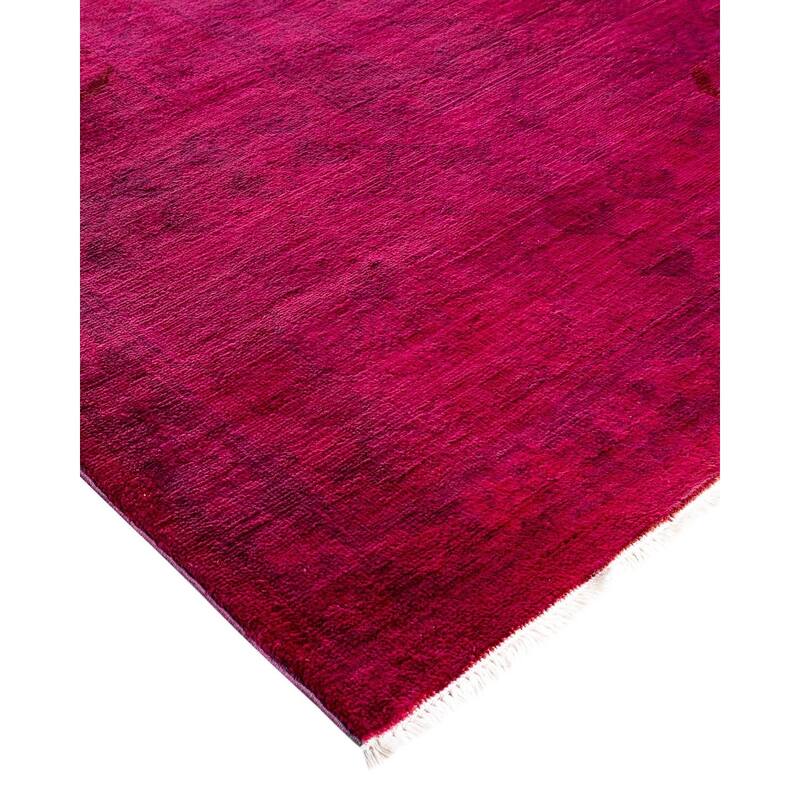 Overton Hand Knotted Wool Vintage Inspired Modern Contemporary Overdyed Pink Area Rug - 8' 2" x 10' 1"