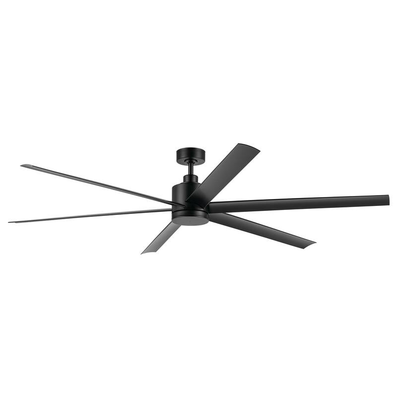 Kichler Lighting Loa 80 Inch Ceiling Fan with Satin Etch Cased Opal Glass in Satin Black with Black Blades