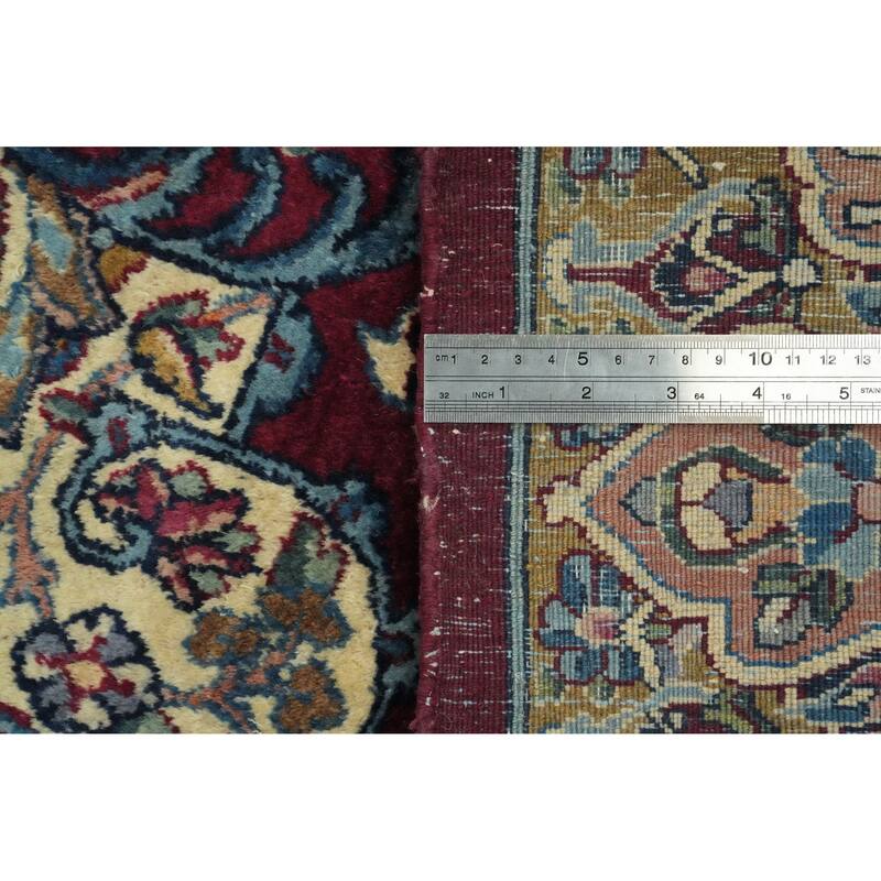 Hand Knotted Oriental 100% Wool Carpet Traditional Floral Red Kerman Area Rug - 19' 4'' X 12' 9''