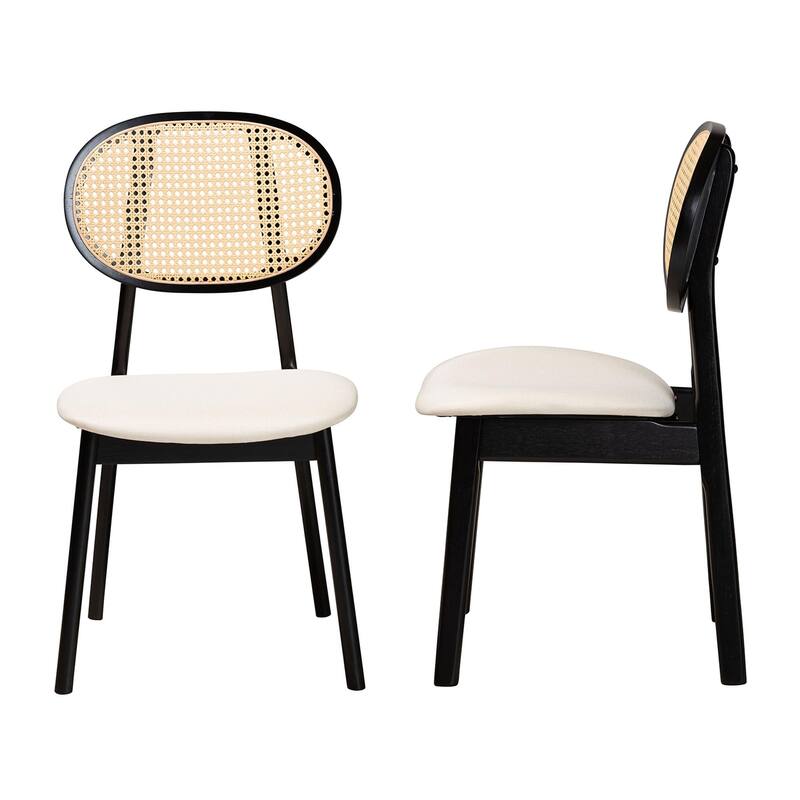 Darrion Mid-Century Modern Fabric and Finished Wood 2-Piece Dining Chair Set