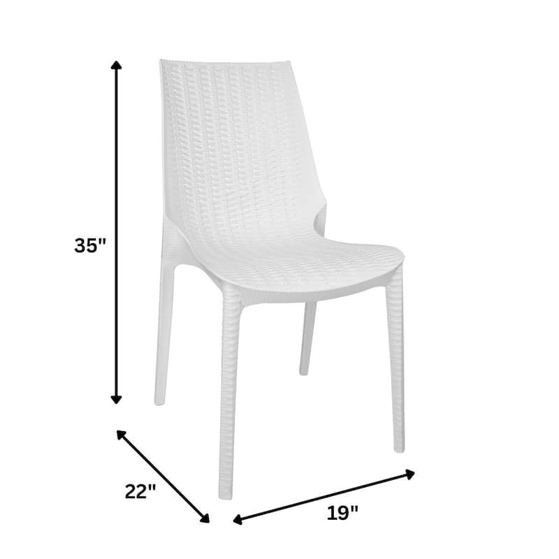 Kent Modern Rattan-Style Stackable Lightweight Dining Chair for Patio and Garden