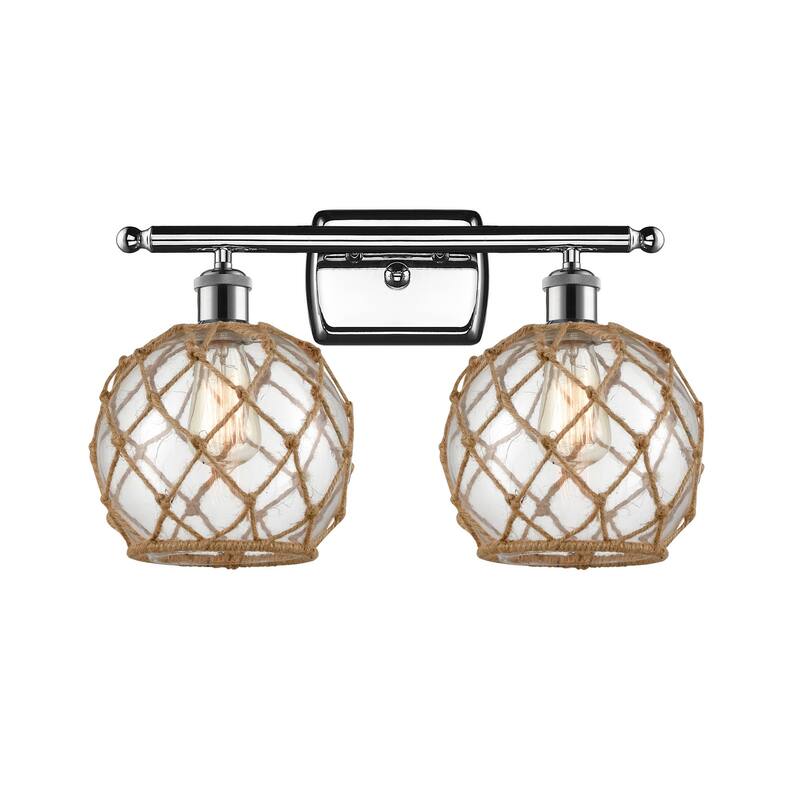 Innovations Lighting Farmhouse Rope 2 Light 16" Wide Bathroom Vanity - Polished Chrome / Clear / Black