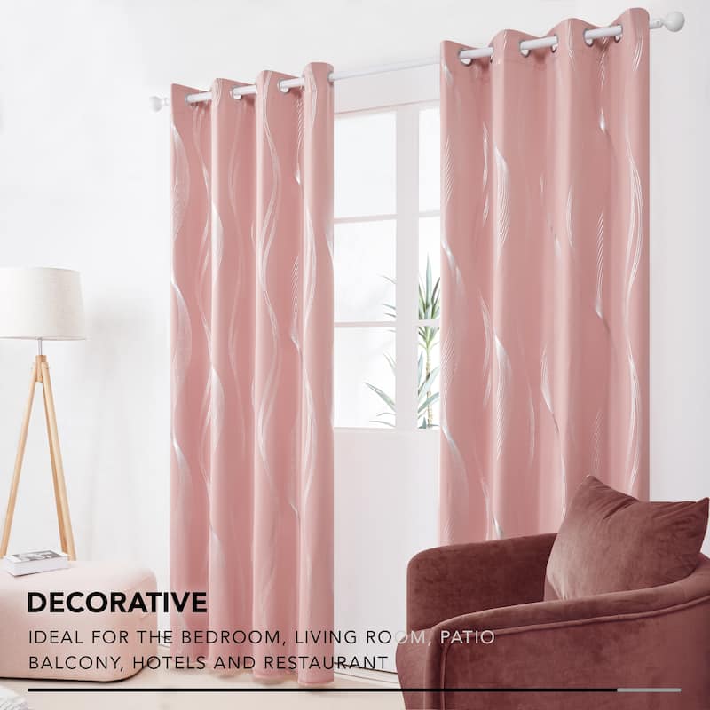 Deconovo Silver Wave 52 Width Curtain Panel Pair (2 Panel)
