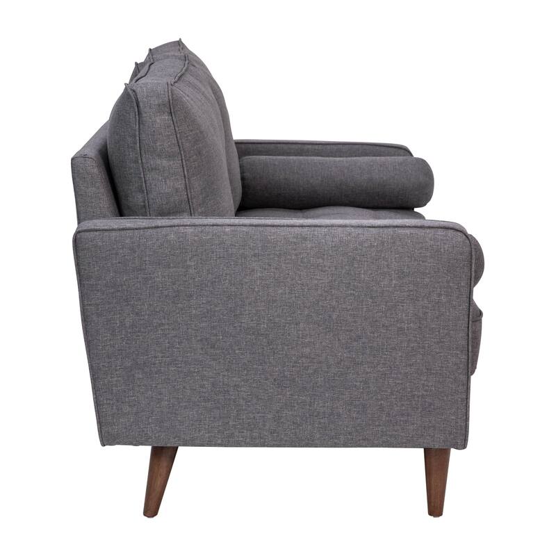 Compact Upholstered Tufted Loveseat with Wooden Legs