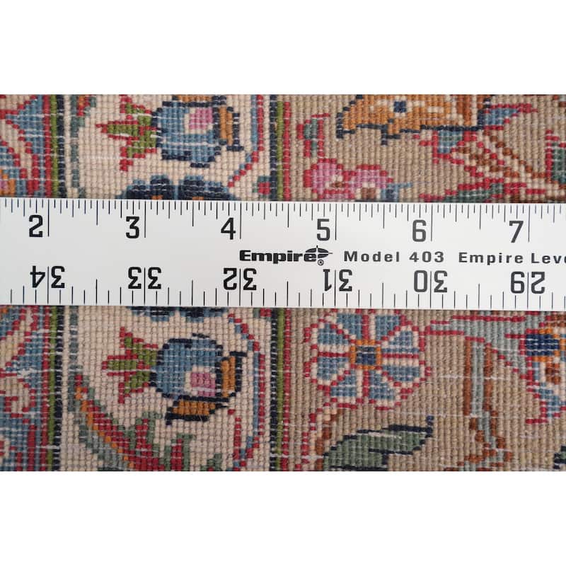 Hand Knotted Oriental 100% Wool Carpet Traditional Floral Beige & Ivories Tabriz Area Rug - 10' 4'' X 7' 4''