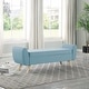 preview thumbnail 11 of 43, HomePop Modern Sherpa Storage Bench with Wood Legs - Cream French Blue