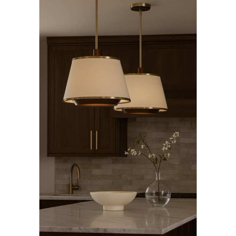 Varaluz Desert Flyer 3-Light Convertible Pendant/Semi-Flush - Satin Brass/Medium Walnut