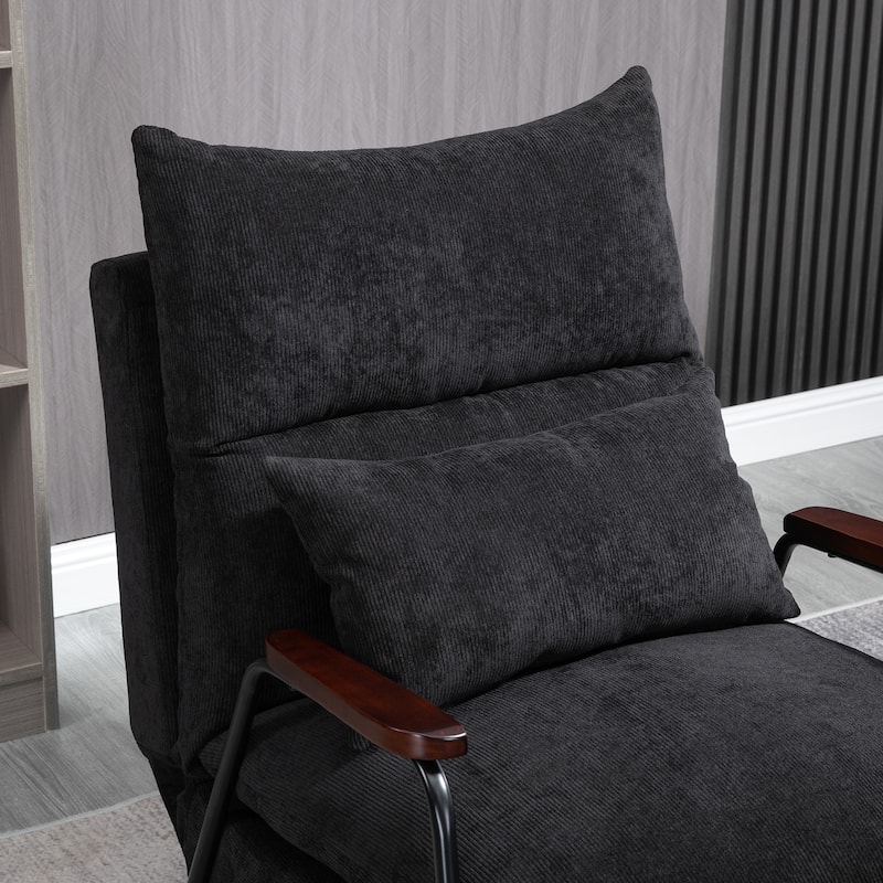 HOMCOM Accent Chair with Ottoman, Reclining Comfy Chair with Adjustable Backrest, Steel Frame and Pillow, Light Grey
