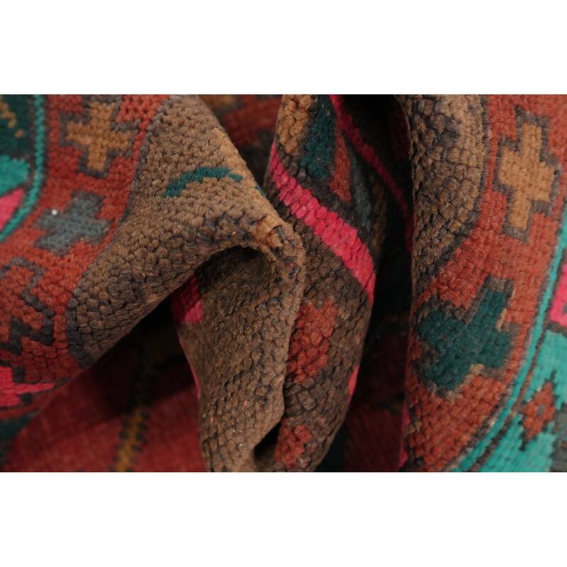 Hand Knotted Oriental 100% Wool Carpet Traditional Tribal Red Ardebil Runner Rug - 12' 7'' X 3' 6''