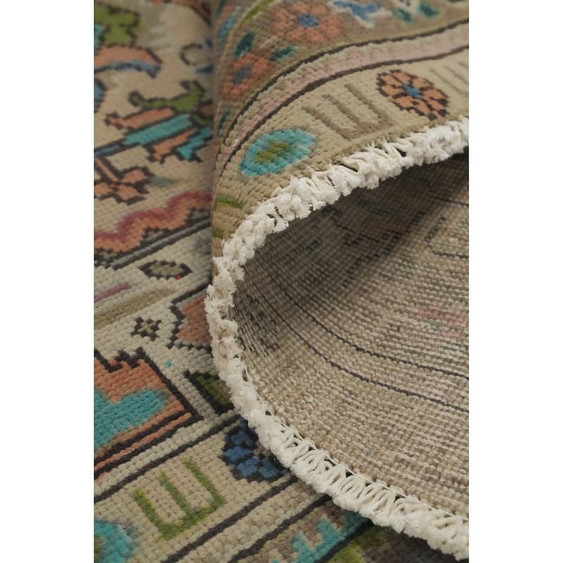 Hand Knotted Oriental 100% Wool Carpet Traditional Floral Beige & Ivories Tabriz Area Rug - 11' 5'' X 8' 2''