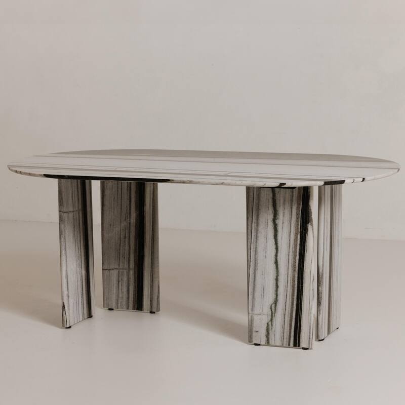 NADAAL STUDIOS Amaryllis, Oval Marble Dining Table - 72"W x40"D x30"H