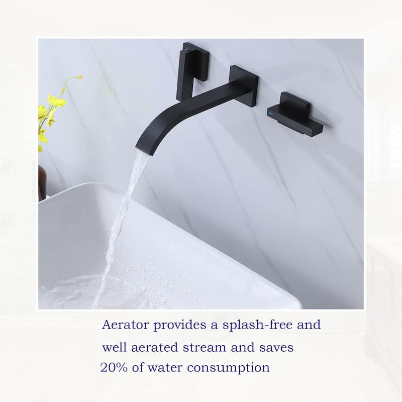 Wall-Mount Black/Gold Bathroom Faucets Widespread for Sink 3 Hole