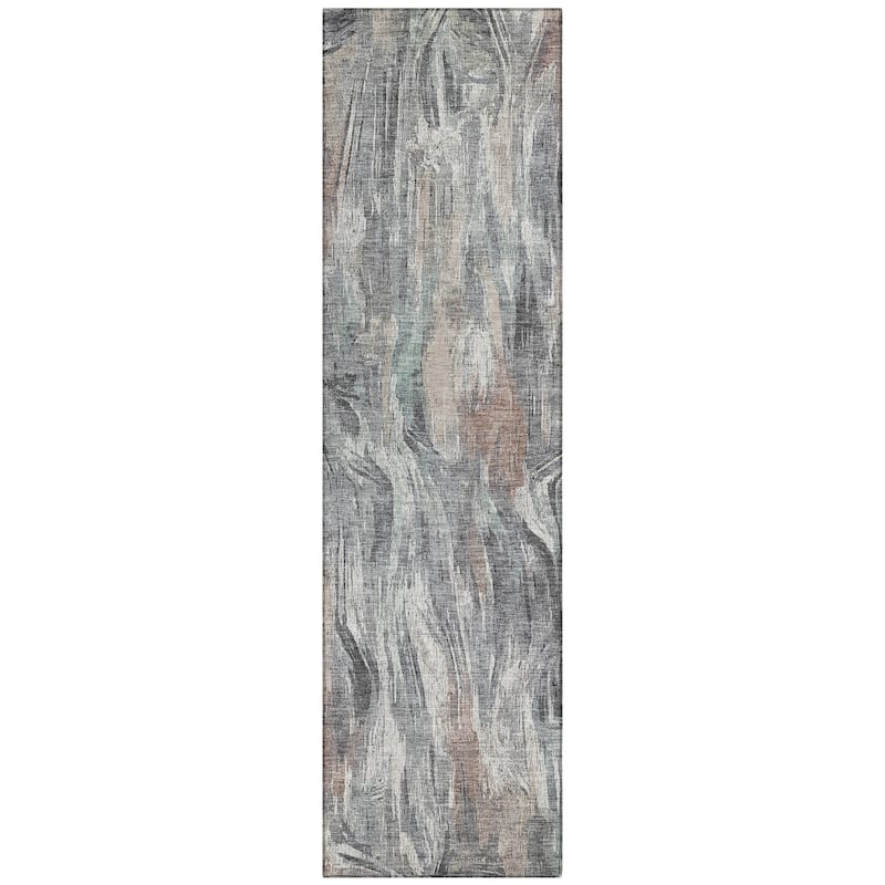 Machine Washable Indoor/ Outdoor Brushstrokes Modern Chantille Rug