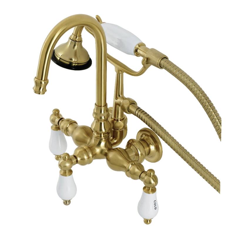 Kingston Brass Aqua Vintage Wall Mounted Clawfoot Tub Filler with - Brushed Brass