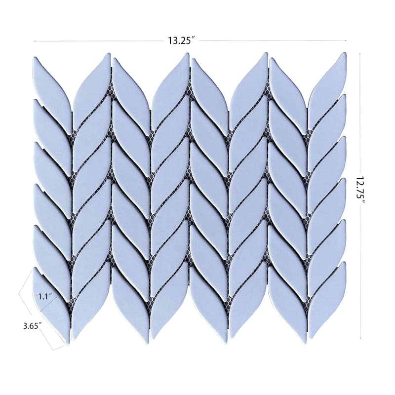 Petal/Leaf Matte Porcelain Mosaic Tile - Wall & Floor Use - 1 Case (15 Sheets)