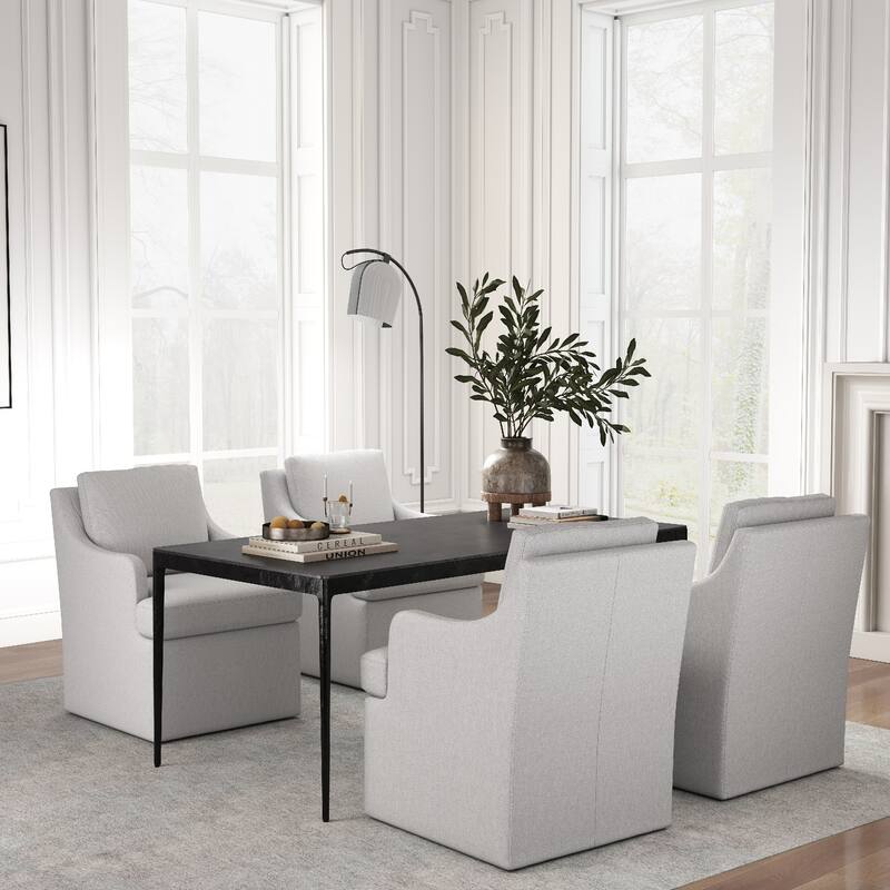 Upholstered Dining Chairs, Modern Kitchen Chairs Dinner Chairs with 4 Casters - Grey - Set of 4
