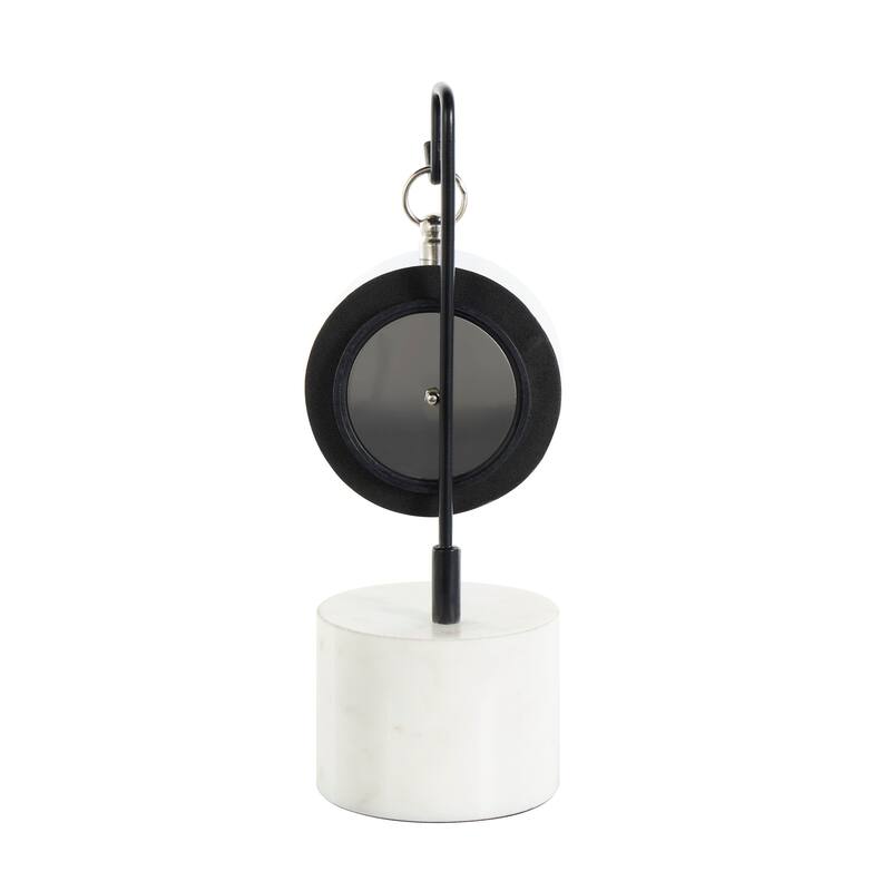 Silver Stainless Steel Suspended Tabletop Clock with Black and White Stand