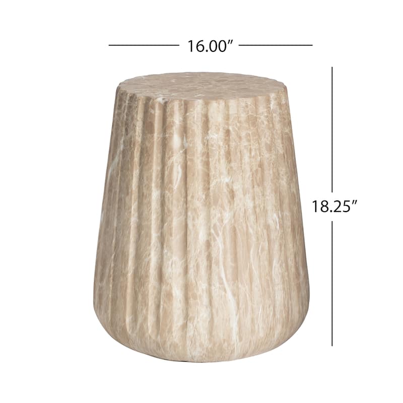 Roomfitters Outdoor Cleme Carved Side Table with Handcrafted Details, Accent End Table for Patio or Living Room