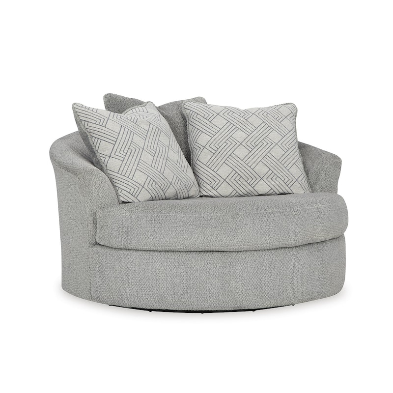 Signature Design by Ashley Casselbury Cement Oversized Swivel Accent Chair - 56" W x 55" D x 39" H