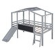 preview thumbnail 16 of 16, Twin Size Loft Bed with Ladder and Slide, House Bed with Blackboard and Light Strip on the Roof, White
