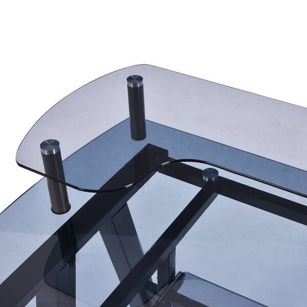 Shop Costway Glass Top Computer Desk Pc Laptop Table Workstation