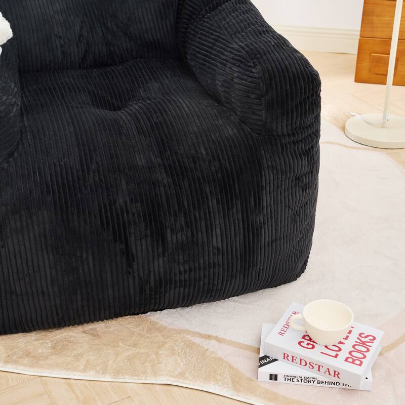 Oversized Corduroy Bean Bag Chair with Armrests