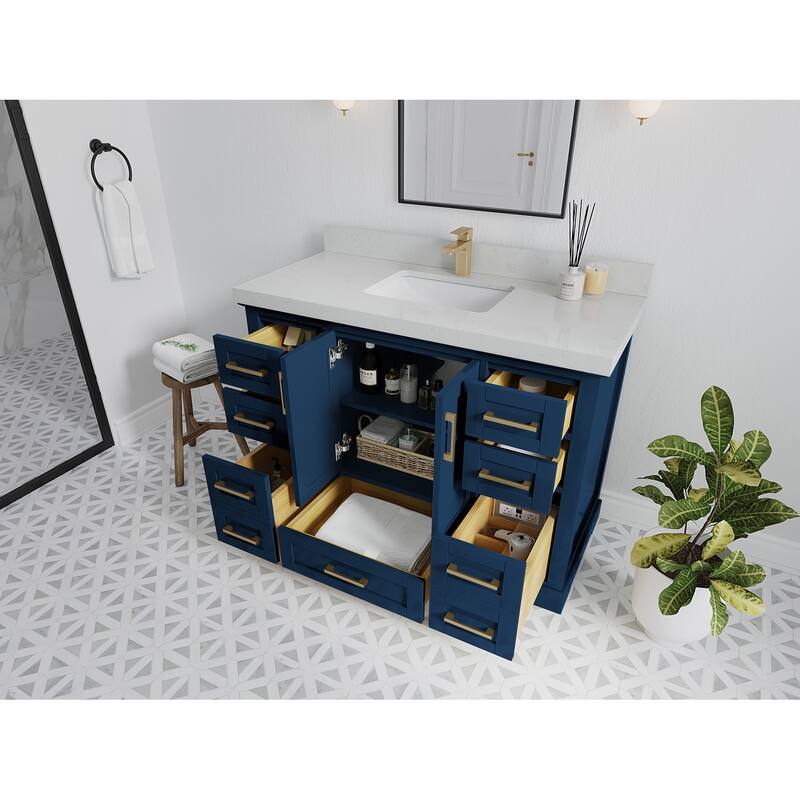 Willow Collection 48 in W x 22 in D x 36 in H Boston Single Bowl Sink Bathroom Vanity with Countertop